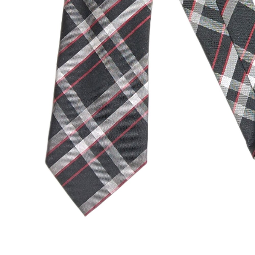 Peluche Plaid Tie Men’s 61” Black White Red Microfiber India Classic Tie NWT